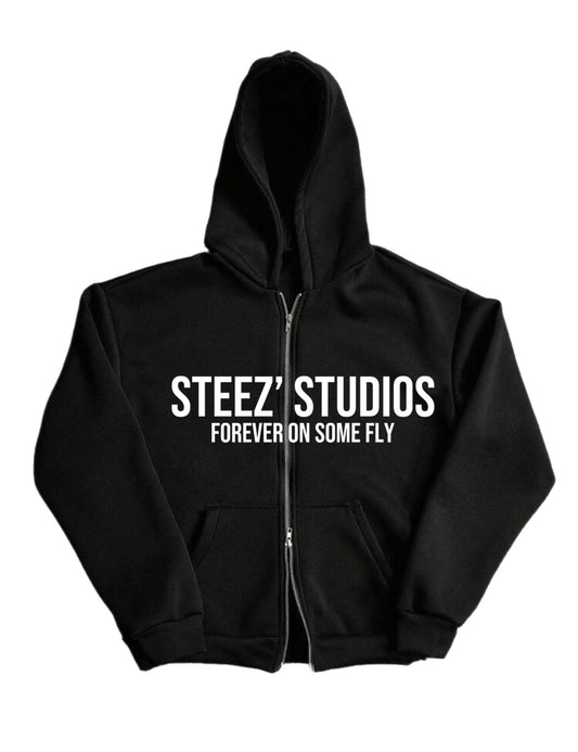 Cropped Double Zipper Hoodie