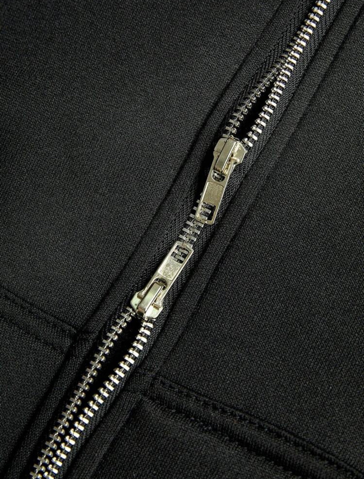 Cropped Double Zipper Hoodie